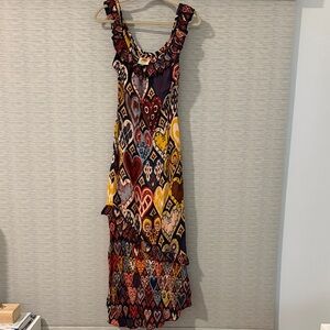 FARM Rio Multicolor Heart-Print Sleeveless Maxi Dress